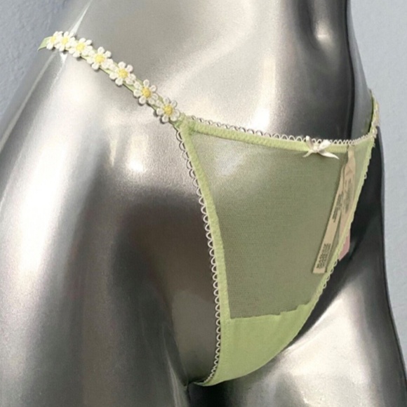 Victorias Secret Nwt Dream Angels Green Floral Strap Mesh G V String Panty - Picture 1 of 3